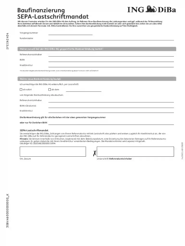 Baufinanzierung SEPA-Lastschriftmandat Preview on Page 1