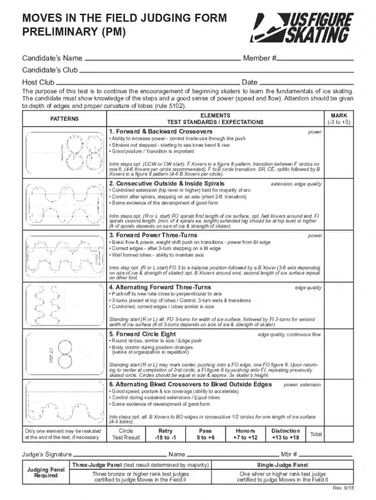 Moves in the Field Judging Form Preview on Page 1