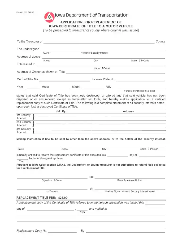 iowa duplicate title online Preview on Page 1