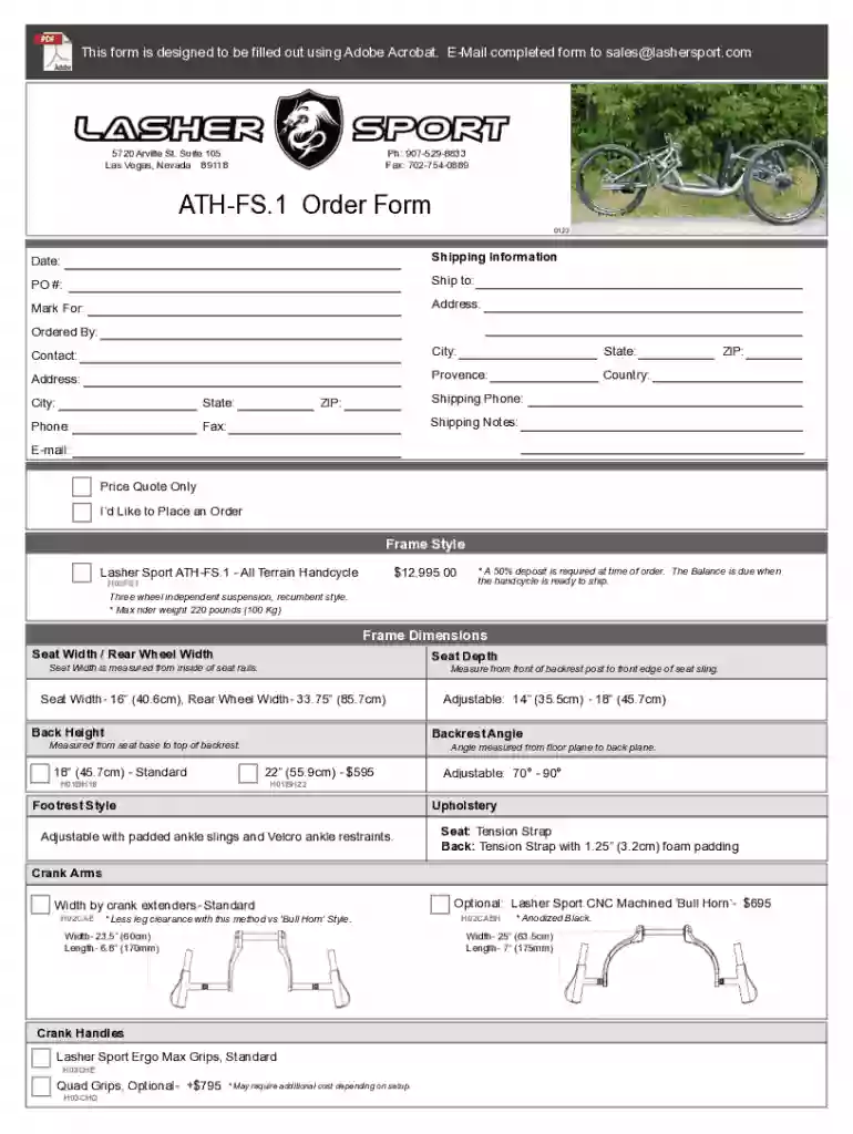ATH-FS 1 Order Form 2022 Preview on Page 1
