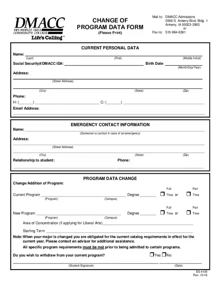 Transcript Request Form - DMACC Preview on Page 1