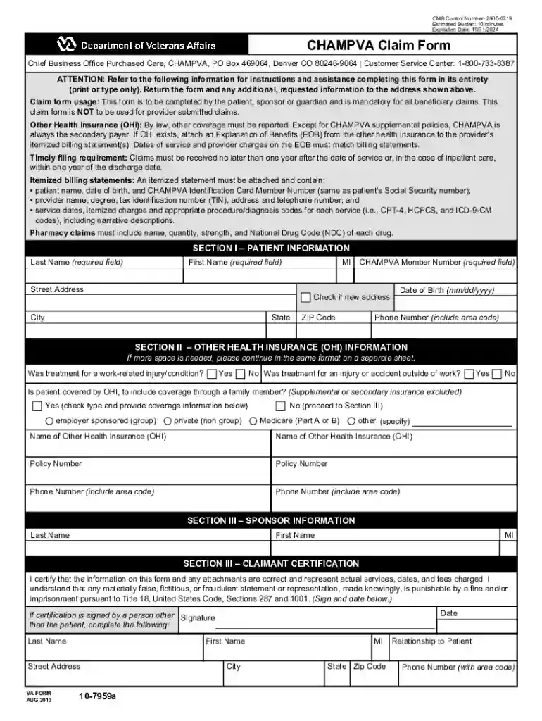 va form 10 7959a Preview on Page 1