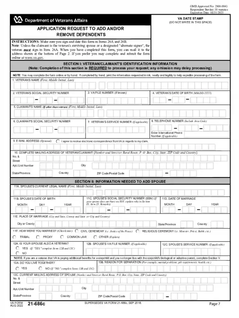 va form 21 686c Preview on Page 1