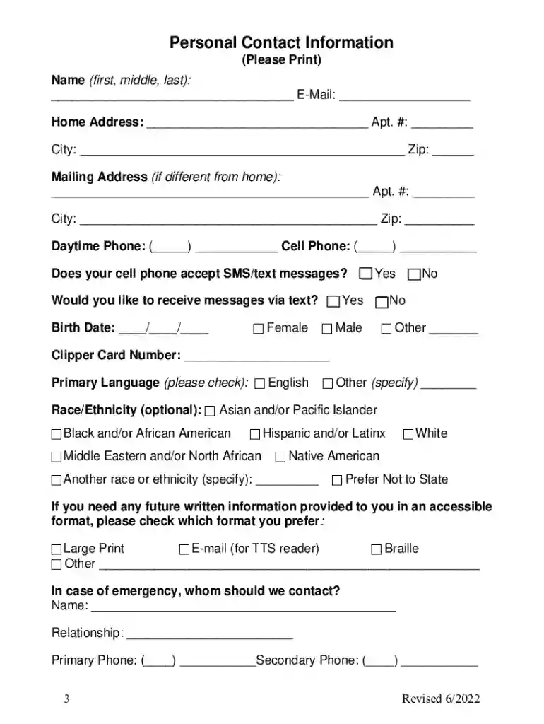 Application for ADA Paratransit Service - Access Alameda Preview on Page 1
