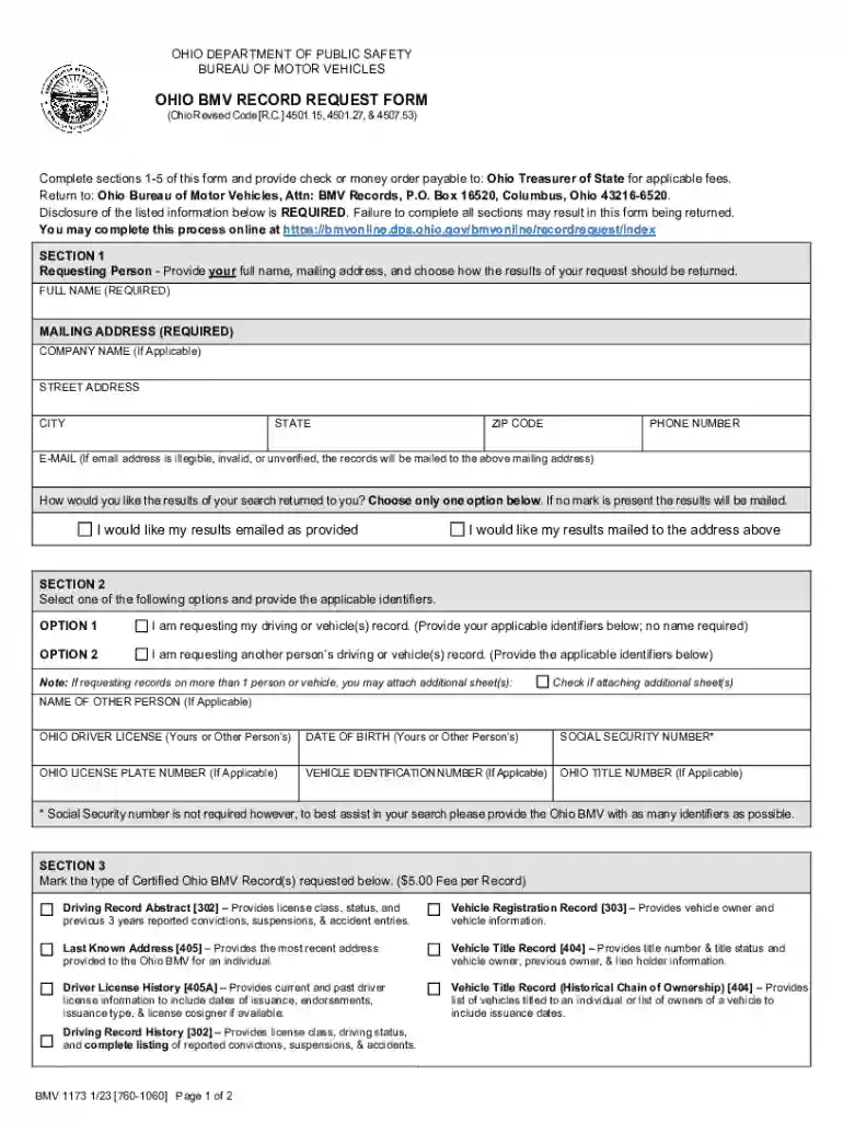 bmv ohio form Preview on Page 1
