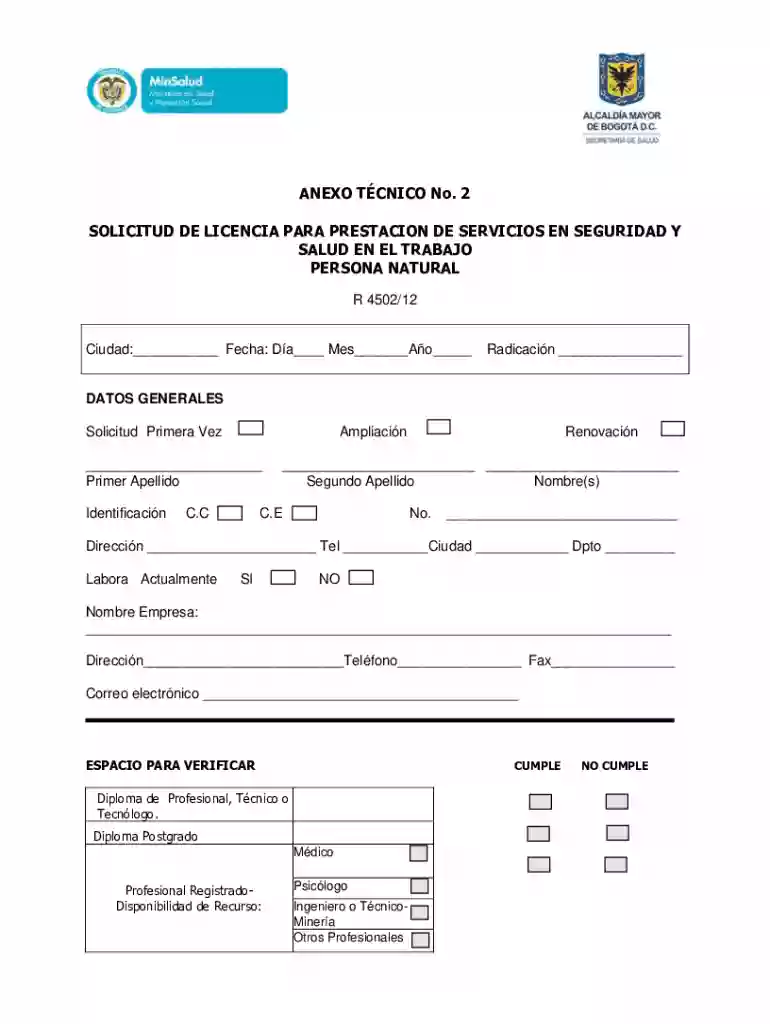 Licencia en Seguridad y Salud en el Trabajo Resolucin 4502 Preview on Page 1