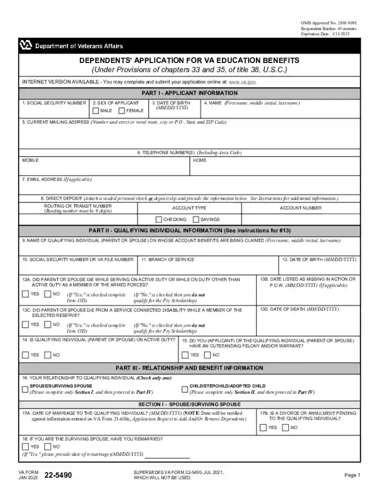 va form 22 5490 Preview on Page 1