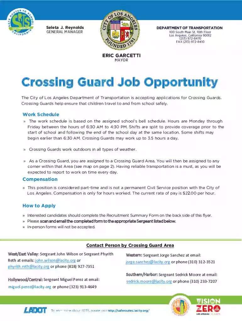 Crossing Guard Job Opportunity - LADOT - City of Los Angeles Preview on Page 1