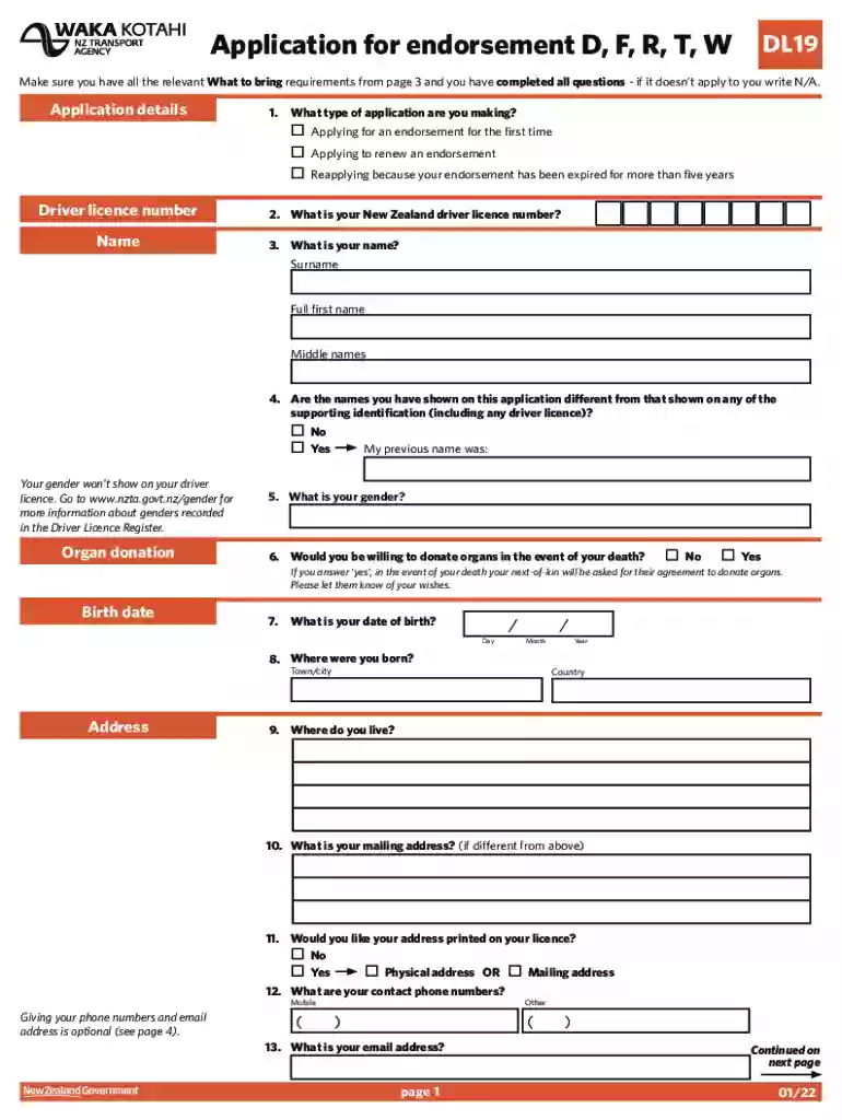 dl9 medical form download nz Preview on Page 1