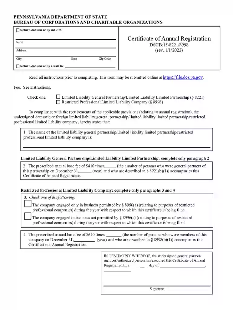 pa certificate annual registration Preview on Page 1