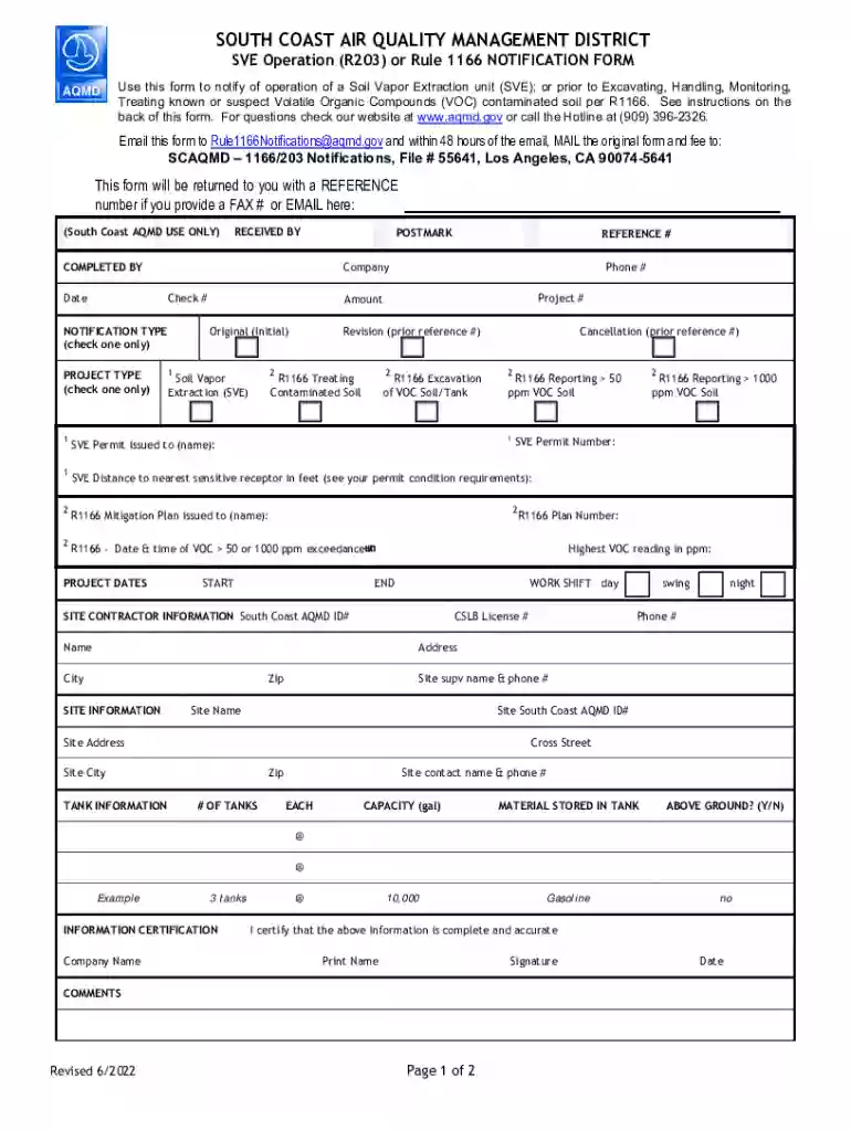Scaqmd Rule 1166 - Fill Online, Printable, Fillable, Blank Preview on Page 1