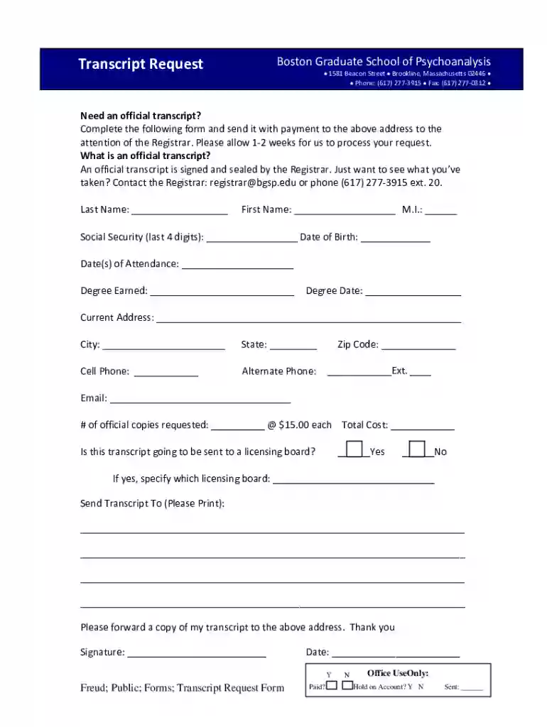 Transcript Requests - Office of Student Services Preview on Page 1