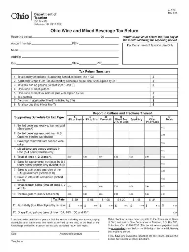 Filing Due Dates for Alcoholic Beverages Forms Preview on Page 1