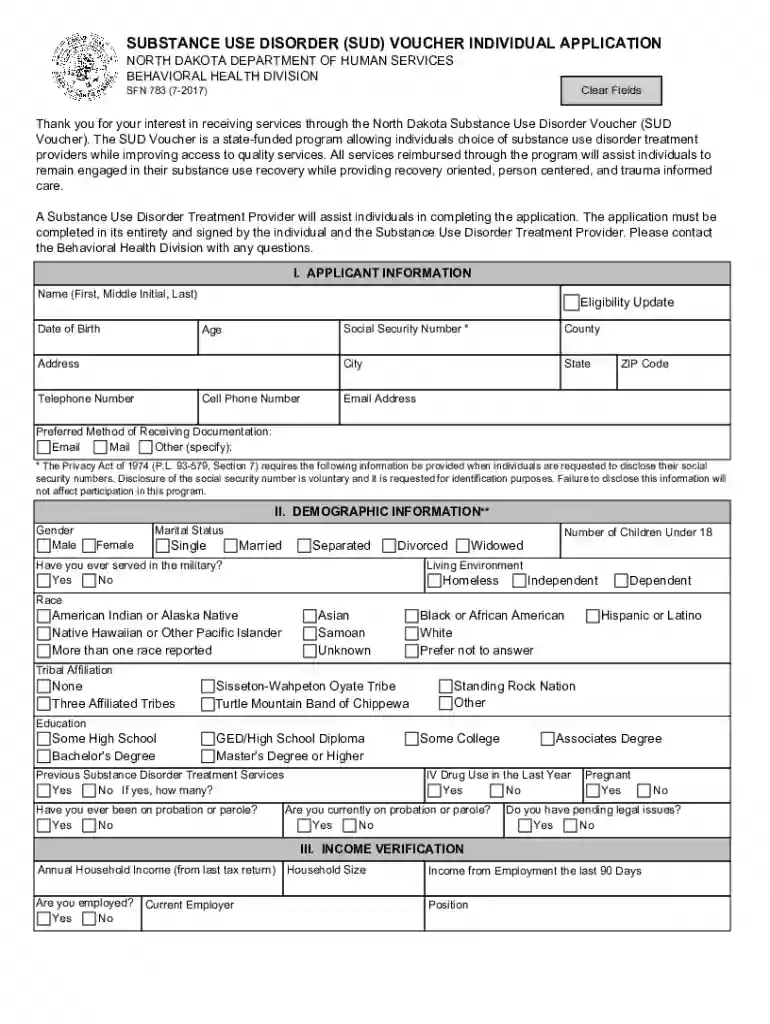 north dakota substance use disorder voucher Preview on Page 1