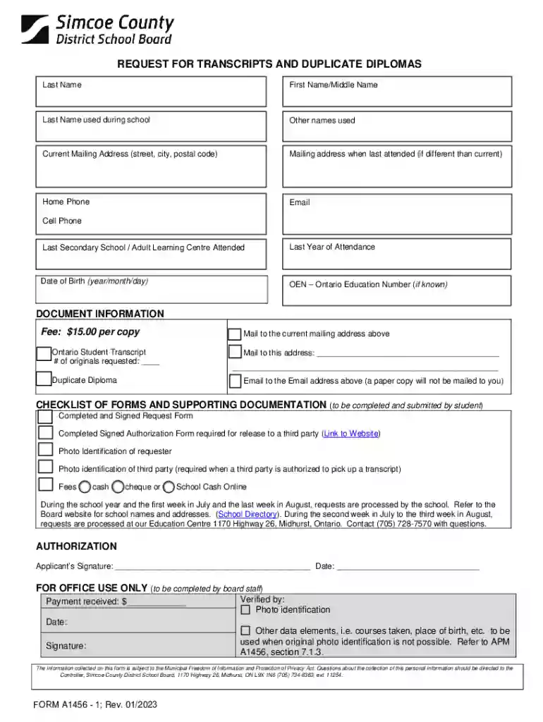 Student Transcript Request Preview on Page 1