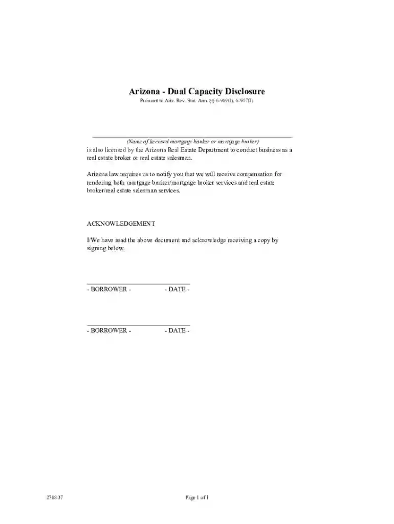 ARIZONA DUAL CAPACITY DISCLOSURE Preview on Page 1