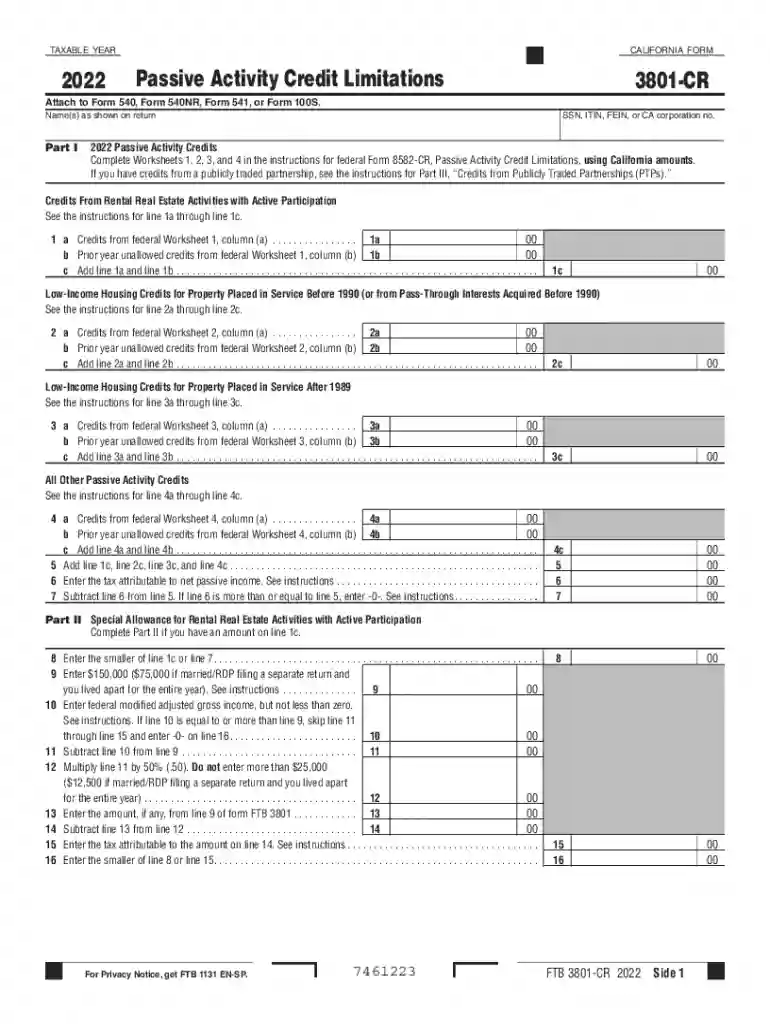 California Individual Forms Availability Preview on Page 1