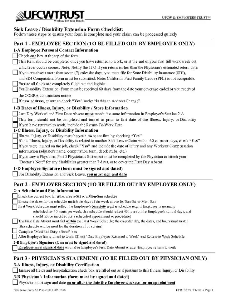Sick Leave Claim Form Preview on Page 1