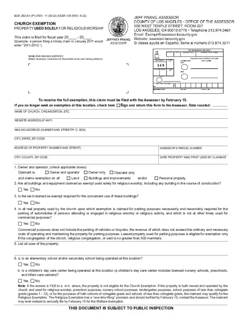 Church Exemption Preview on Page 1
