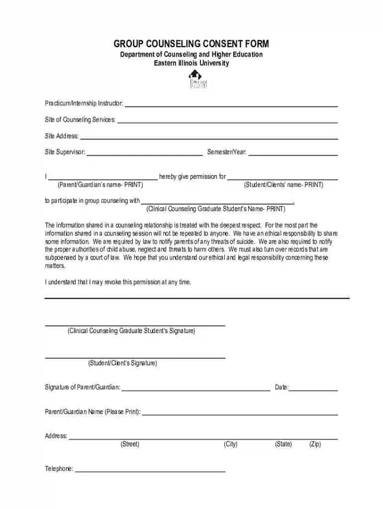group counseling consent form Preview on Page 1