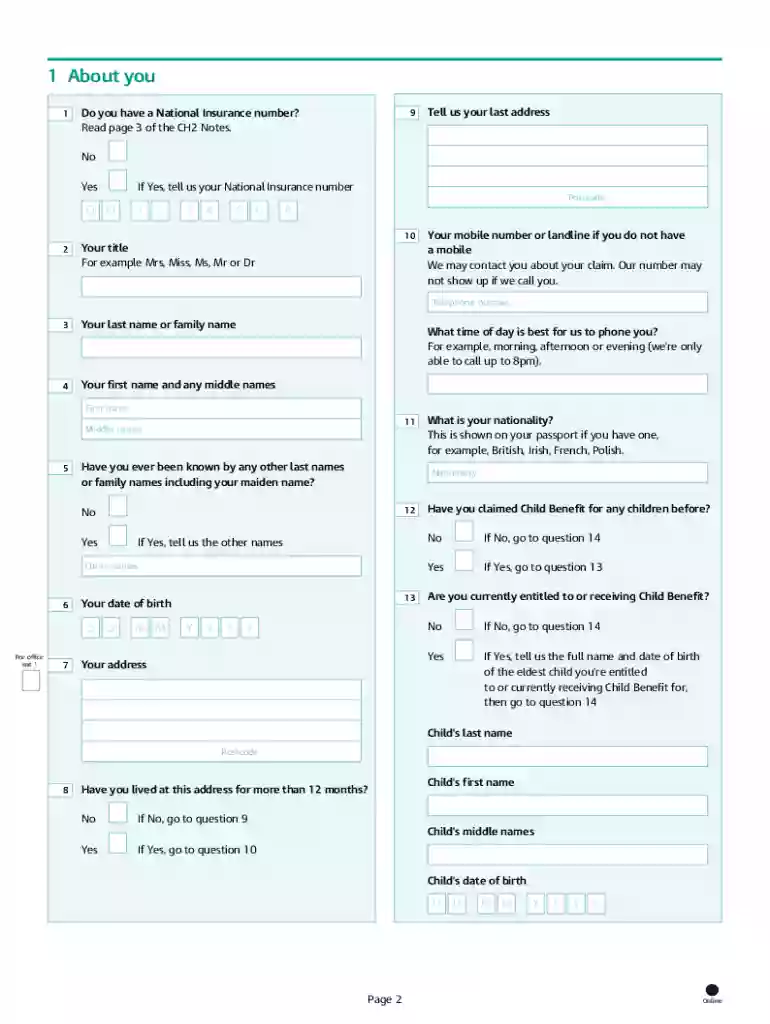 child benefit application form online Preview on Page 1