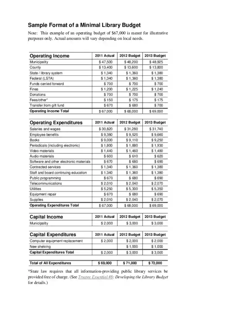 Library Budget Template Preview on Page 1