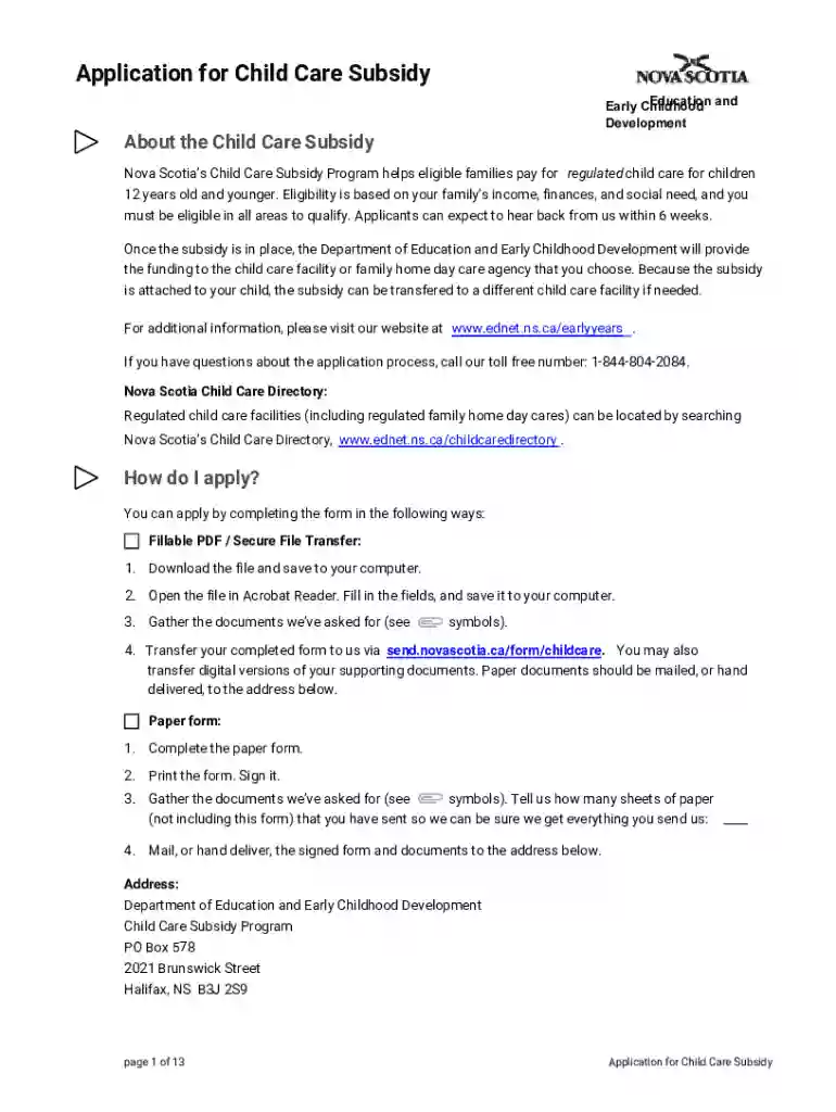 child care subsidy nova scotia Preview on Page 1