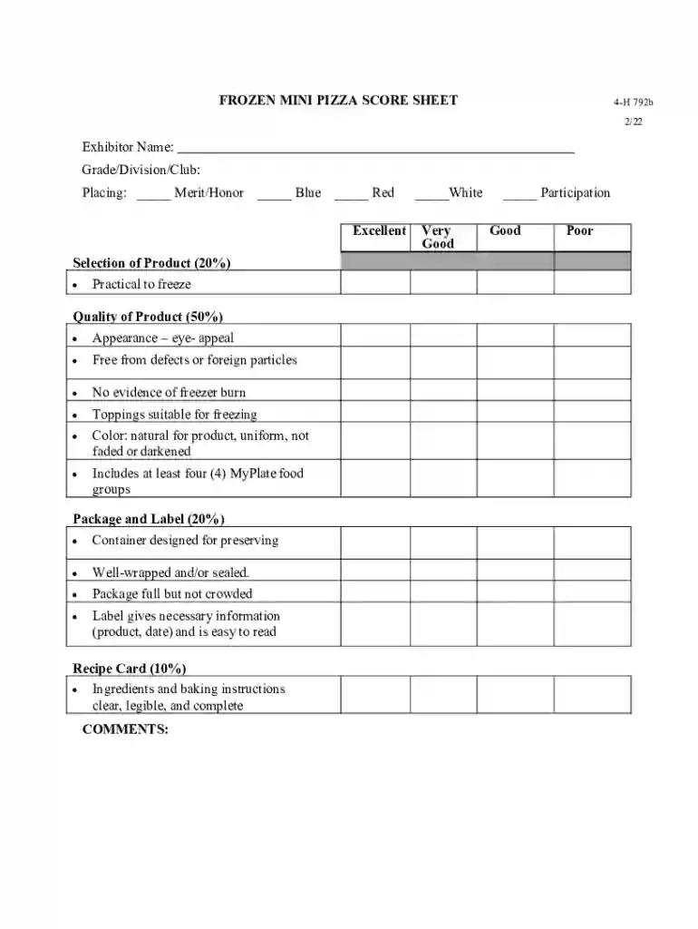 pizza taste test score sheet Preview on Page 1