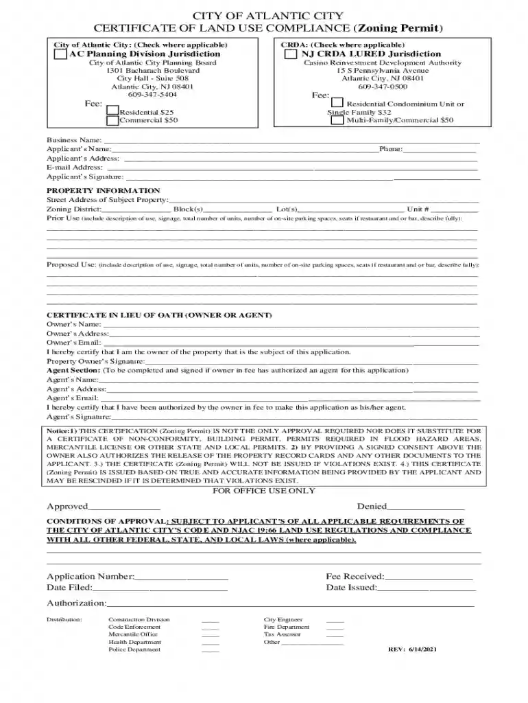 Development Certificates - Atlantic City, NJ - eCode360 Preview on Page 1