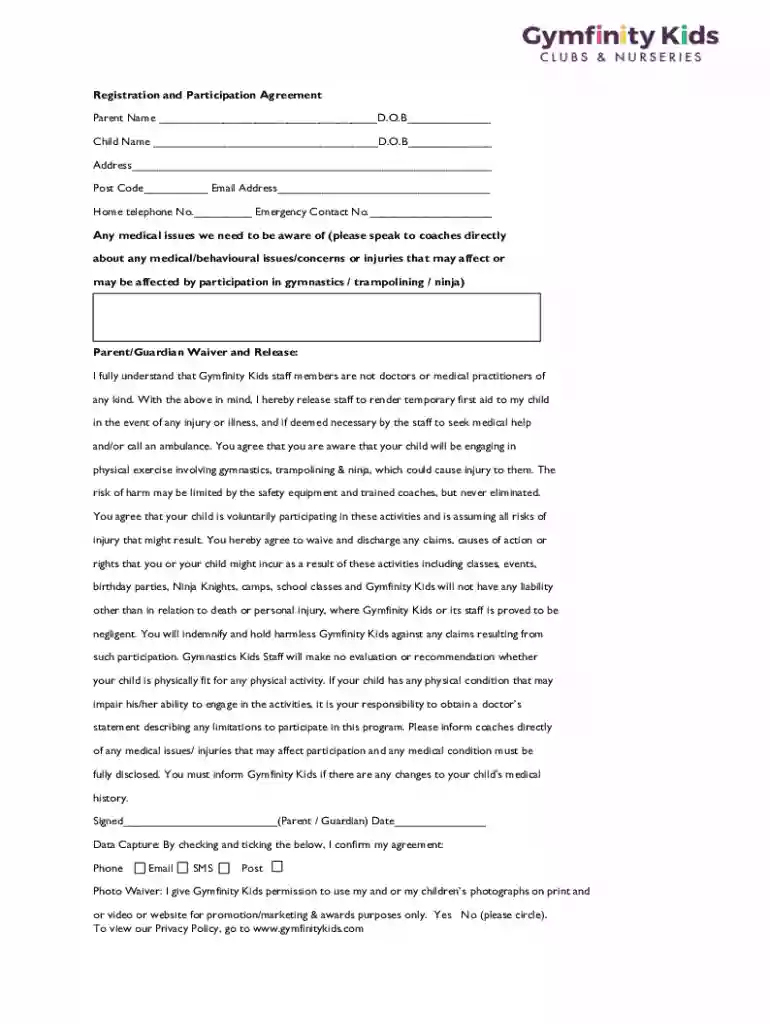 Child Enrolment Form Preview on Page 1