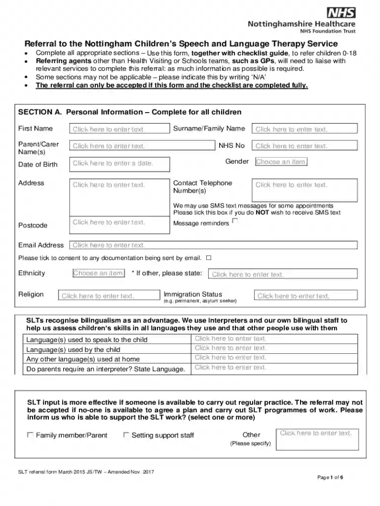 speech language therapy referral Preview on Page 1