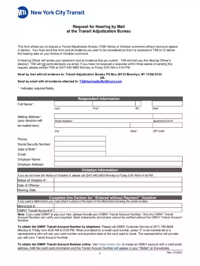 tab hearing by mail Preview on Page 1