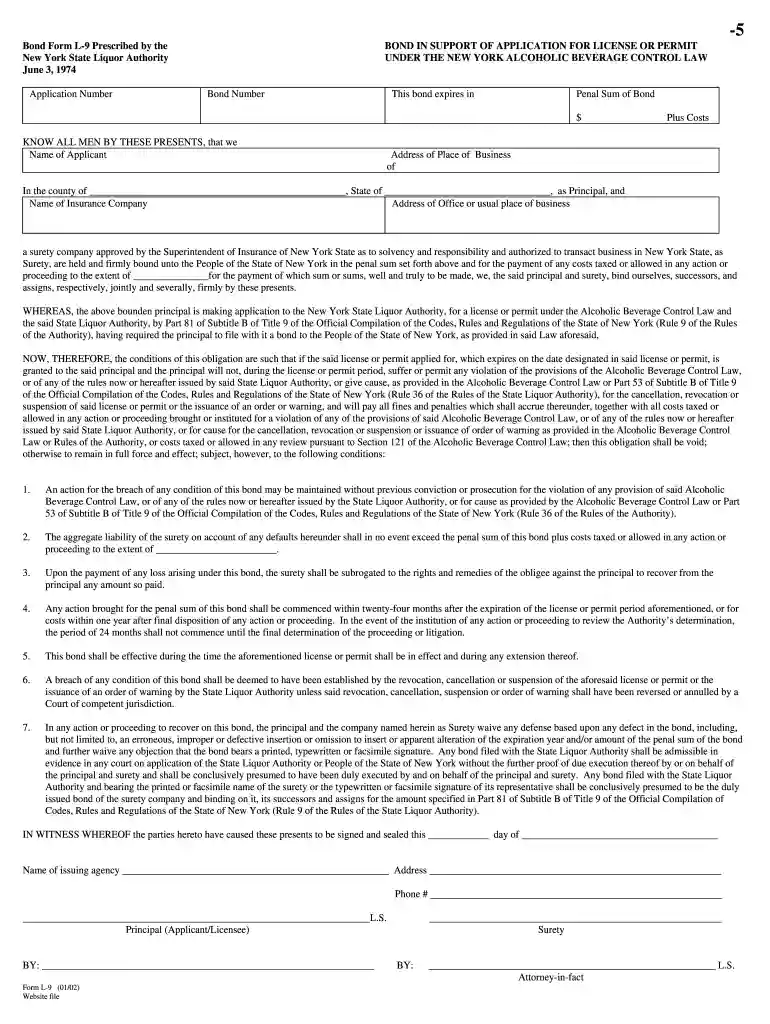 bond form l 9 Preview on Page 1