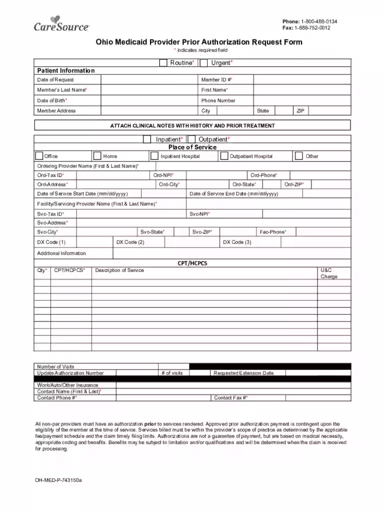 ohio medicaid provider prior authorization request form Preview on Page 1