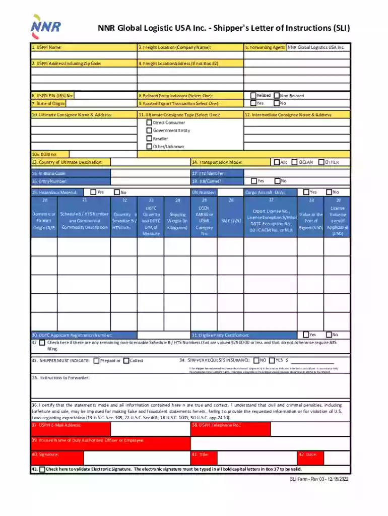 shipper letter of instruction Preview on Page 1