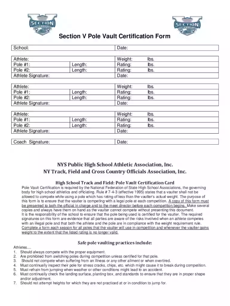pole vault certification Preview on Page 1