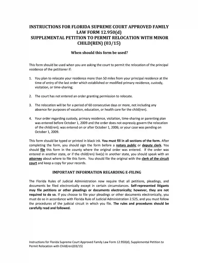 petition relocation 2015 form Preview on Page 1