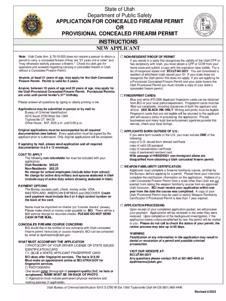 utah concealed firearm permit Preview on Page 1
