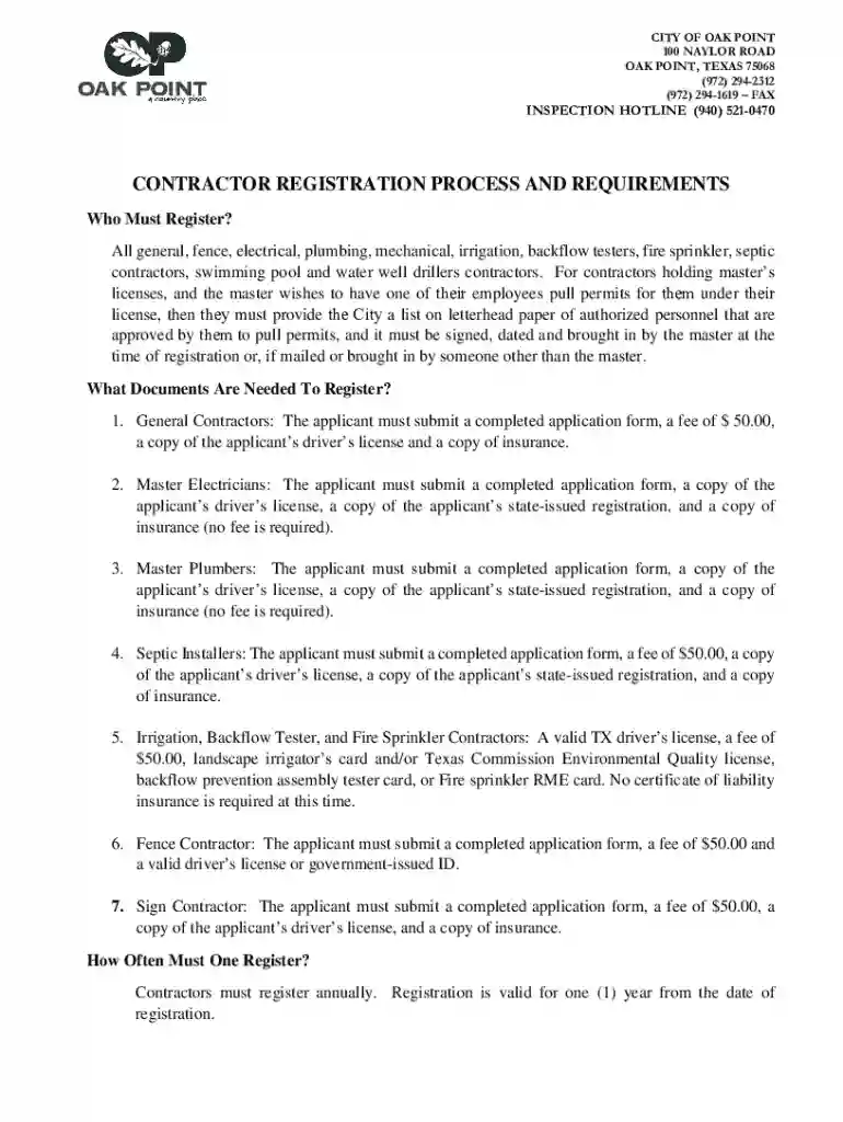 CONTRACTOR REGISTRATION PROCESS AND REQUIREMENTS Preview on Page 1