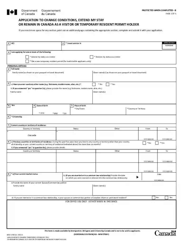 imm 5708 form Preview on Page 1