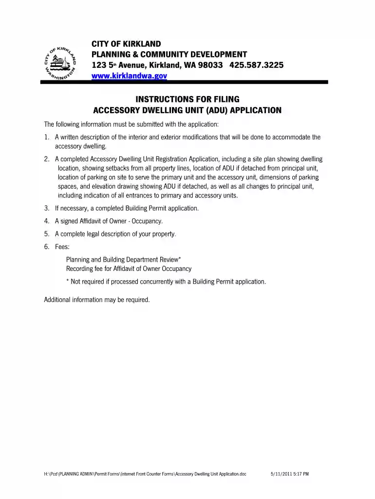 adu application Preview on Page 1