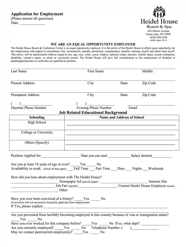 housekeeper application form pdf Preview on Page 1