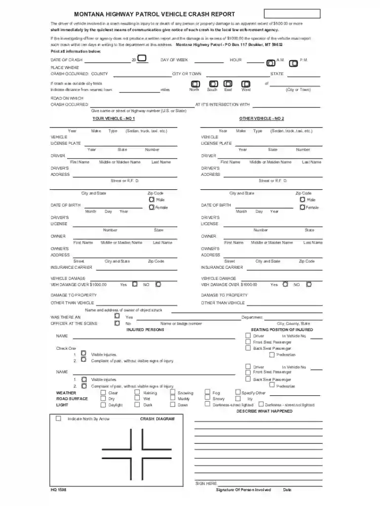 montana highway patrol vehicle crash report Preview on Page 1