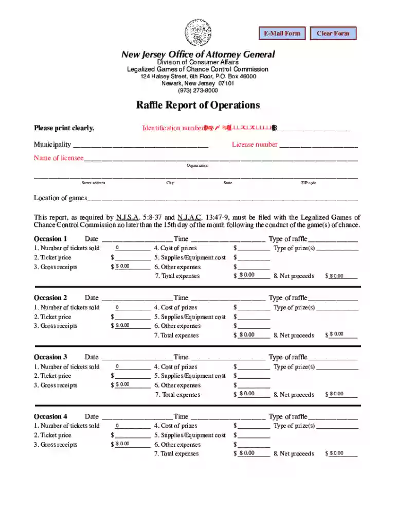 nj raffle report of operations Preview on Page 1