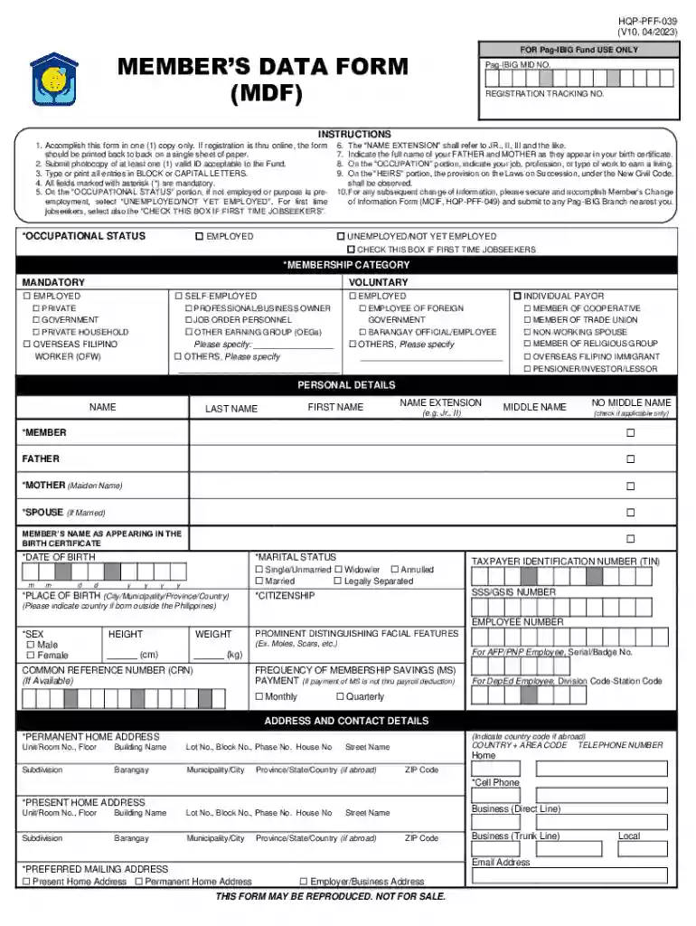 mdf form Preview on Page 1
