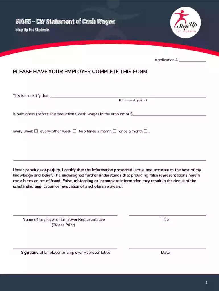 #1055CW Statement of Cash Wages Preview on Page 1
