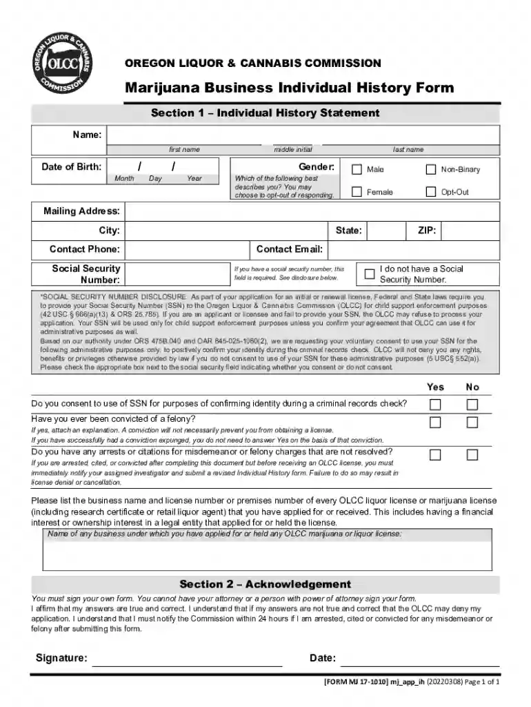 Personal History Disclosure Form Preview on Page 1