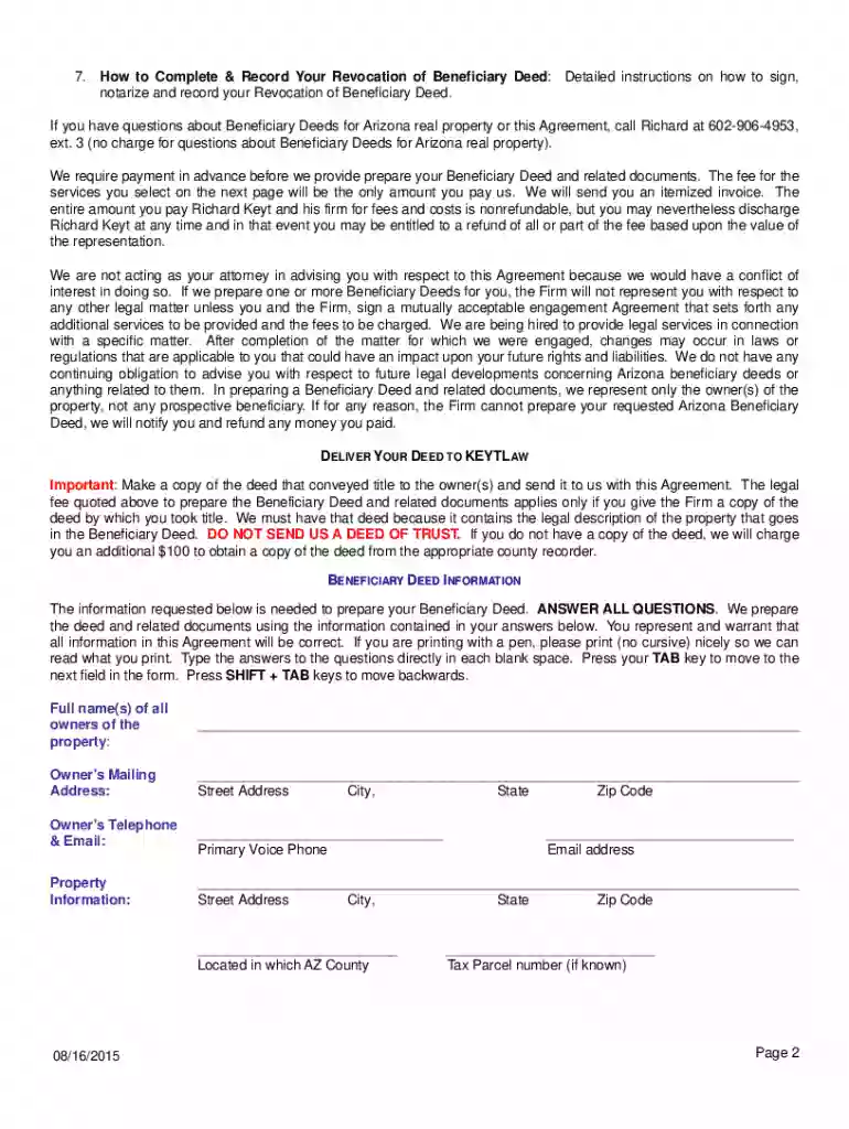 free arizona beneficiary deed form Preview on Page 1