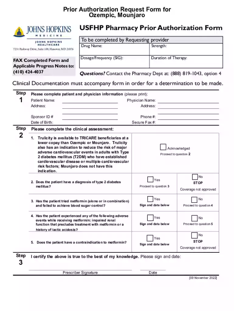 usfhp pharmacy prior authorization form Preview on Page 1