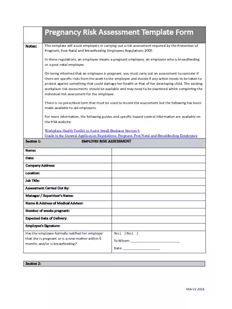 hsa pregnancy risk assessment Preview on Page 1